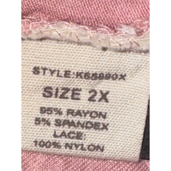 Paper + Tee Pink Sleeveless Lace-Trimmed Top Womens 2X Rayon/Spandex Blend - Picture 4 of 9